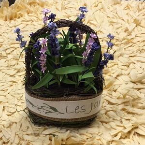 Pink, purple floral in basket